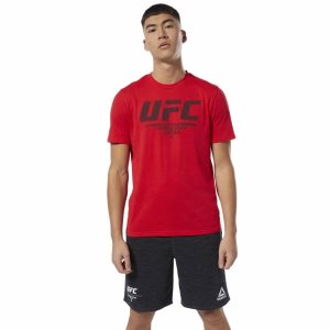 Reebok UFC Fan Gear Logo T Shirt Herren - Rot - DE 479-CQU